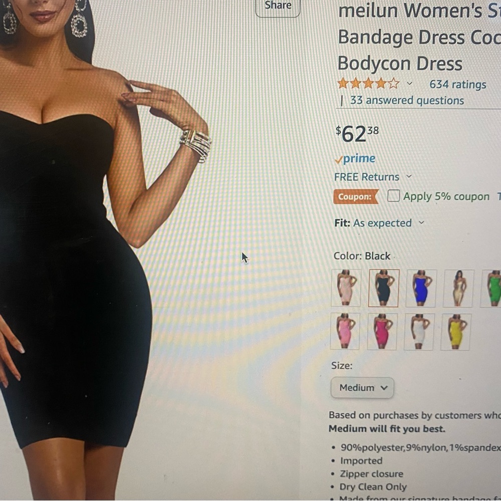 meilun Women's Strapless Bandage Dress Cocktail Bodycon Dress